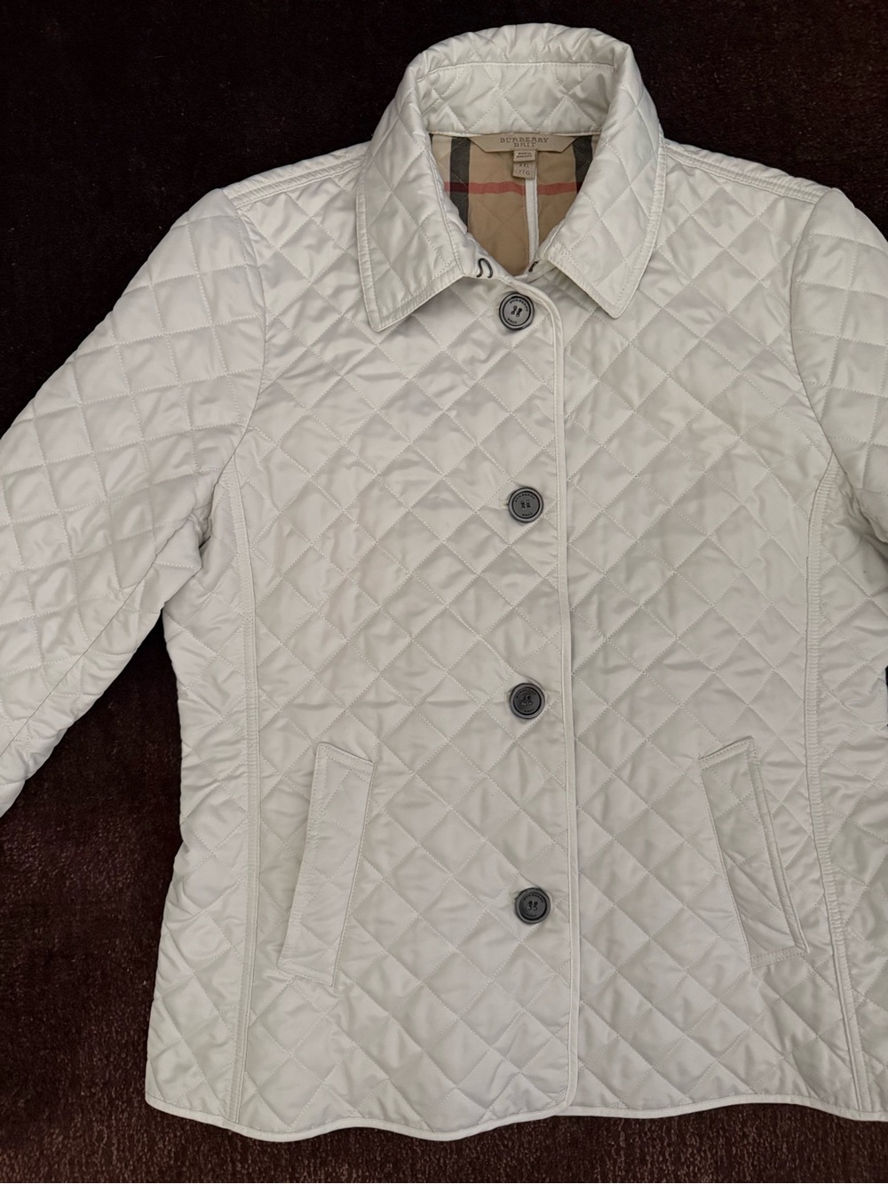 BURBERRY BRIT Chalk White Classic Quilted Nova Check Jacket Coat XL/XXL $980 - Picture 6 of 15